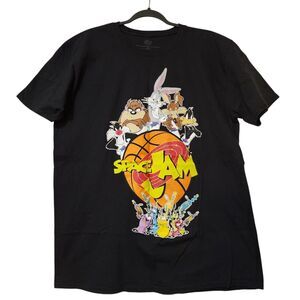 Space Jam Mens Graphic Shirt Size XL Black Short Sleeve Crew Neck